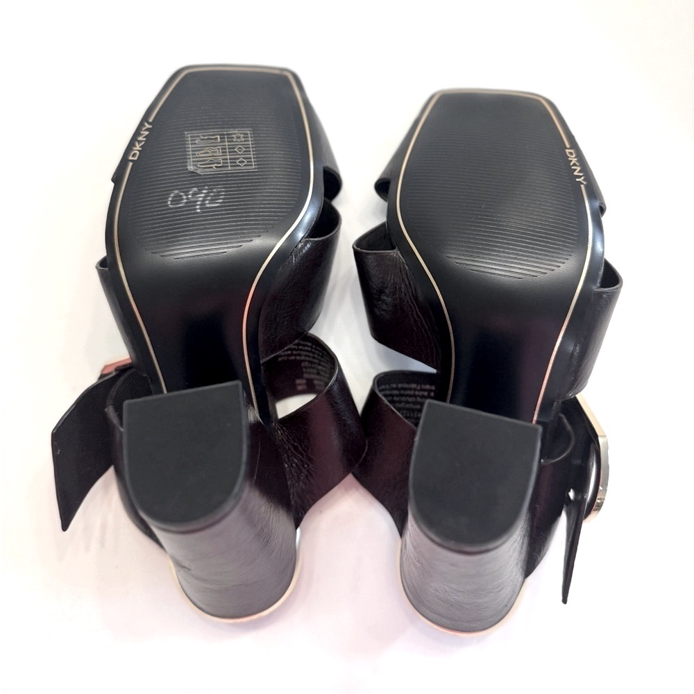 DKNY Lake Buckled Slide Leather Sandals, High Heel Platform - Picture 13 of 14